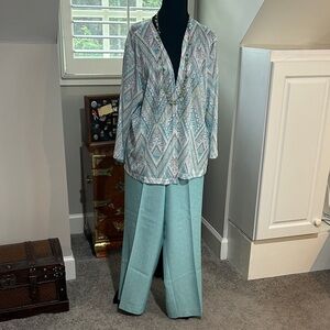 Alfred Dunner Teal Wide Leg Pants